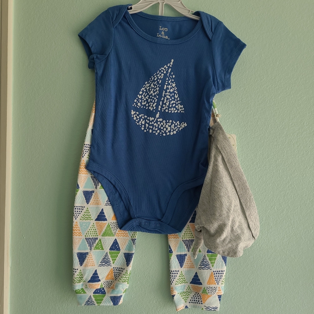 LEO & LUNA Newborn 3 Piece 12-18 months Organic Cotton Set